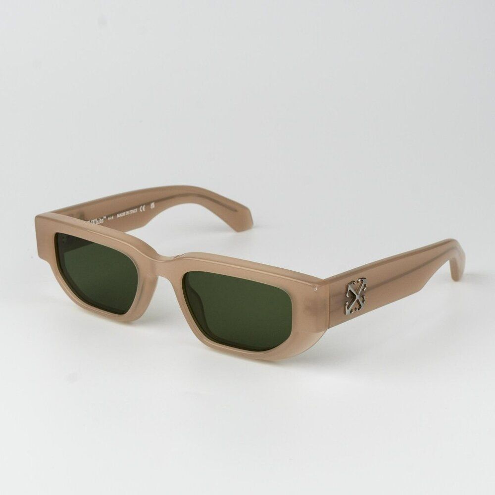 Off-White GREELEY Men Sunglasses Beige Green Square OERI115 1755 NEW AUTHENTIC